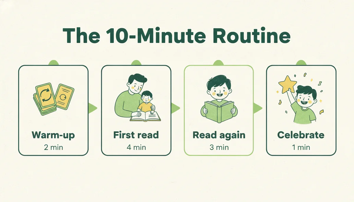 The 10-minute reading routine: warm-up, first read, read again and celebrate