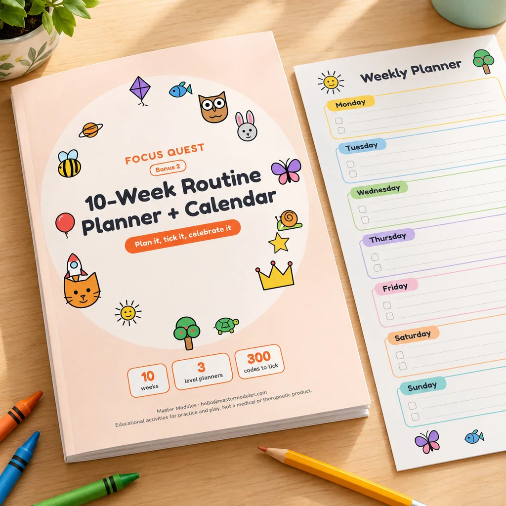 The 10-Week Routine Planner and Calendar bonus, with a weekly planner page