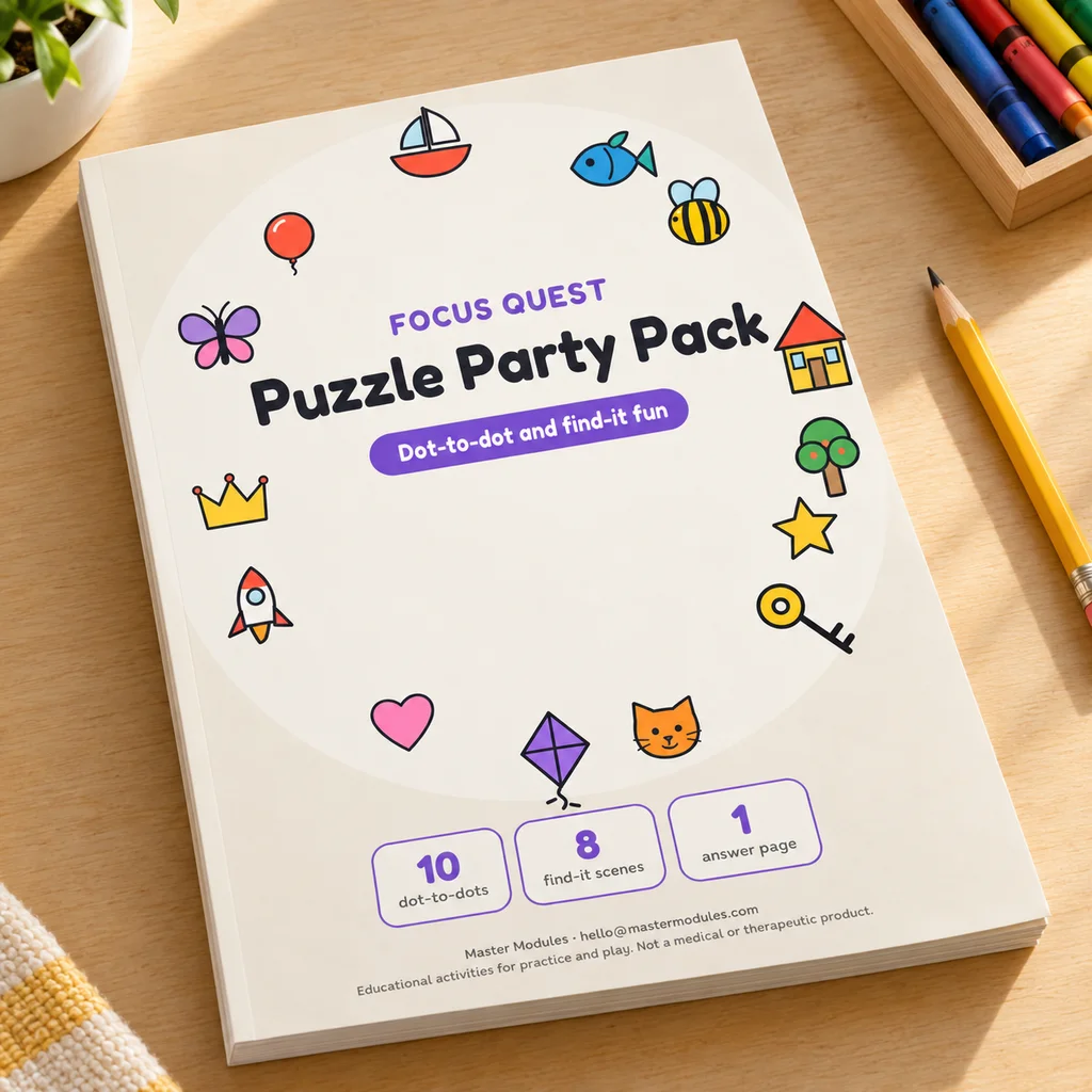 Puzzle Party Pack with dot-to-dot and find-it pages